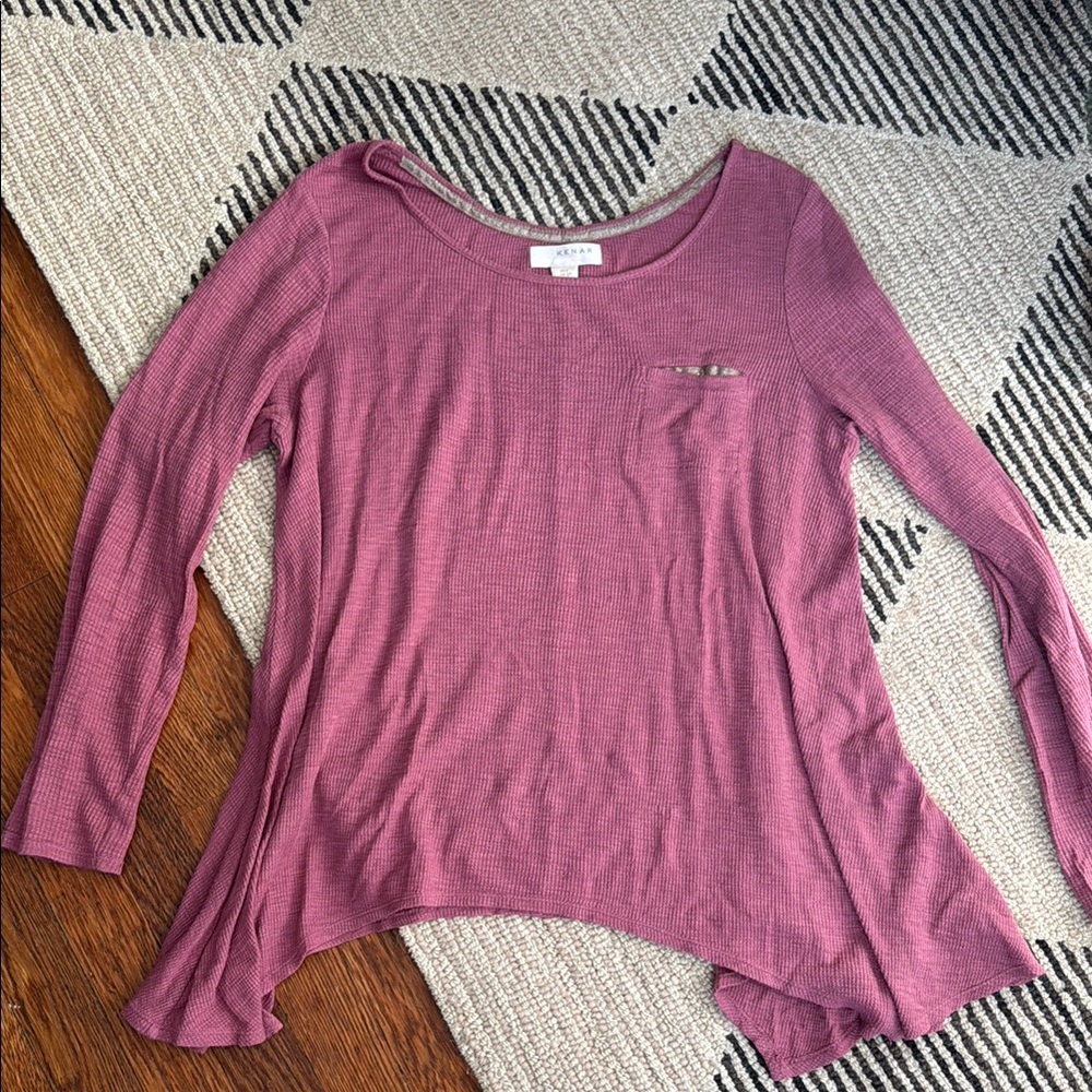 Kenar Pink Asymmetrical Long Sleeve Top